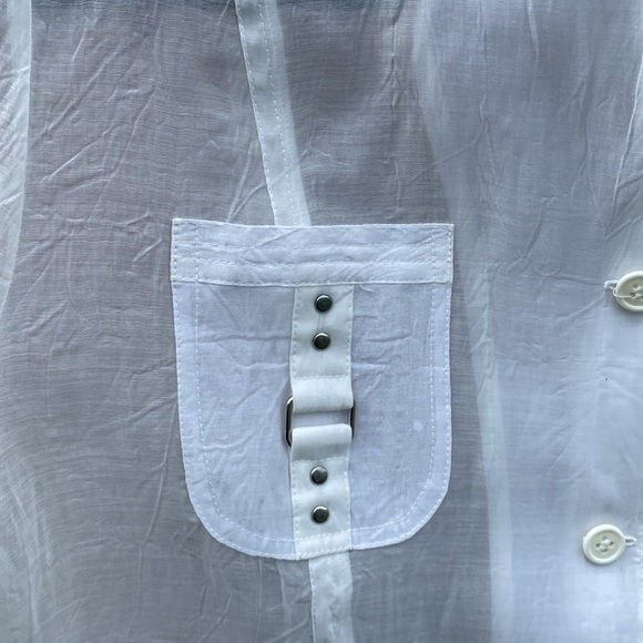 Fantazia Women’s Sheer White Button Shirt Size L - Picture 5 of 10